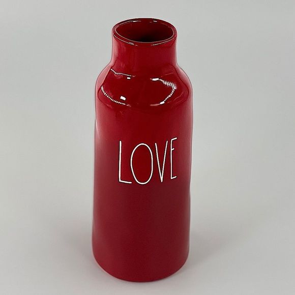 Rae Dunn Red Love Vase with White Letters - Picture 4 of 15